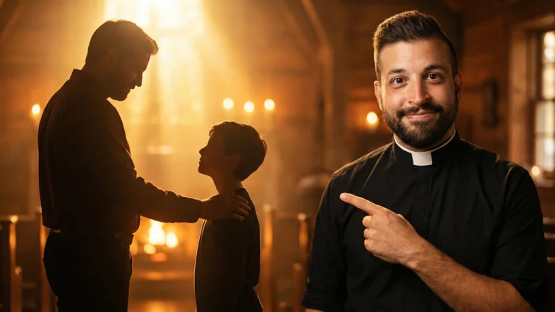 Fr. Tim point to a Father and Son moment, a father proud of his son